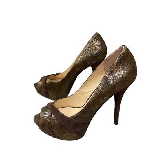 Guess Shoes - Guess Platform Stiletto High Heels Shoes Subtle Animal Print Open Toe 7.5M